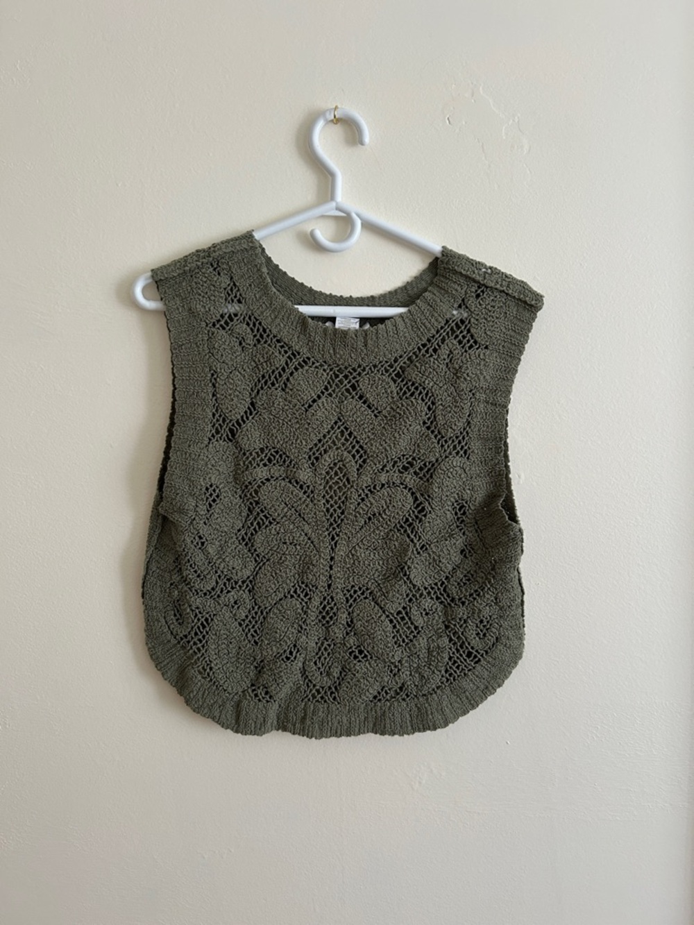 Harlow Olive Openwork Crochet Sleeveless Top